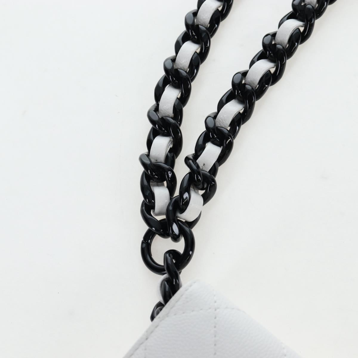 CHANEL Matelasse Chain Waist Bag Caviar Skin White CC Auth 203326M