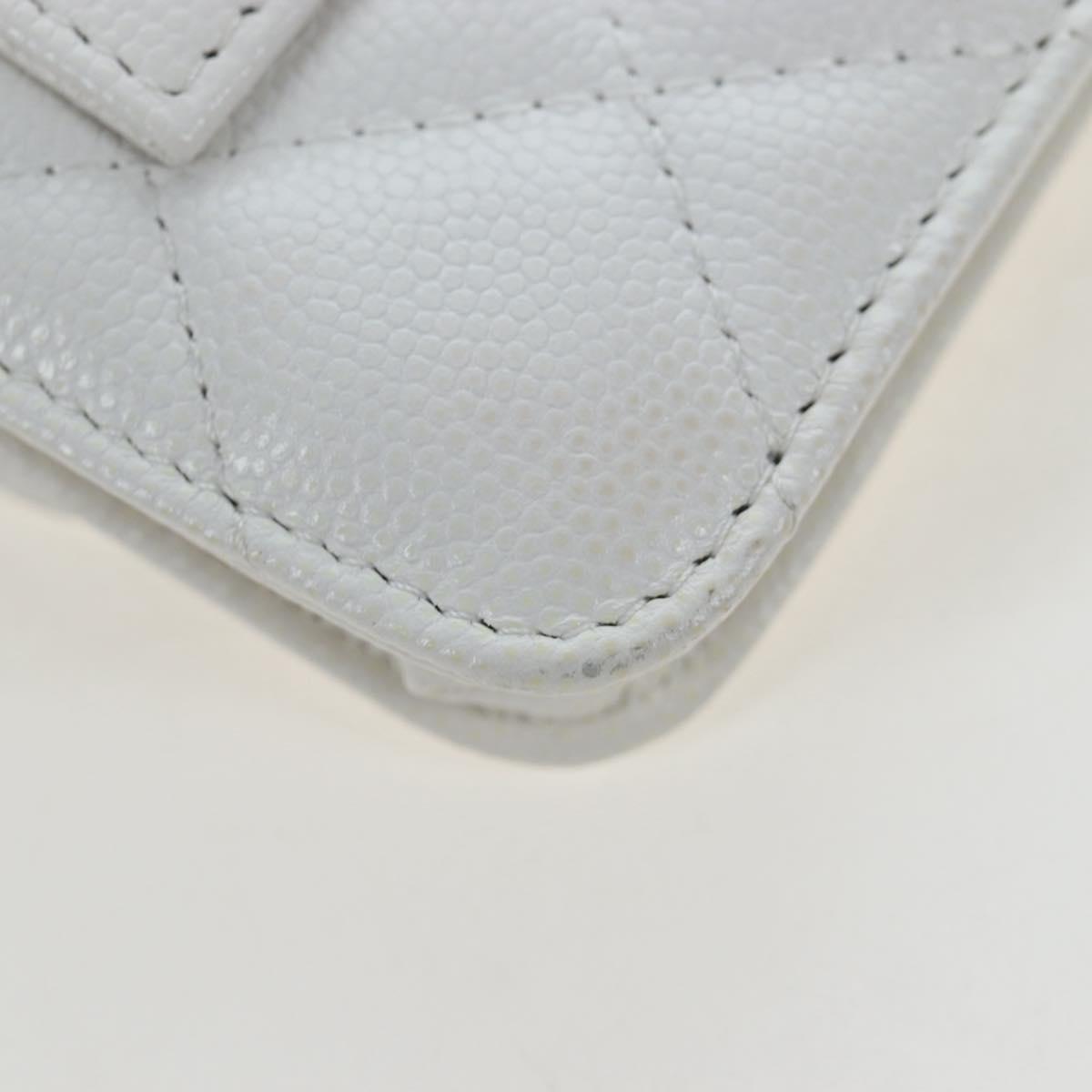 CHANEL Matelasse Chain Waist Bag Caviar Skin White CC Auth 203326M