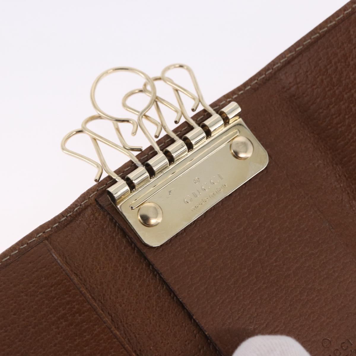 GUCCI GG Canvas Key Case Beige Gold 127048 Auth 203330V