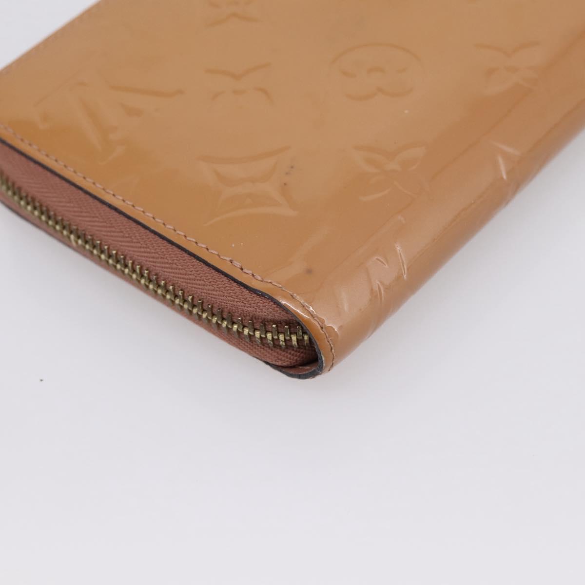 LOUIS VUITTON Vernis Zippy Wallet Long Wallet Rose Velur M91599 LV Auth 203331