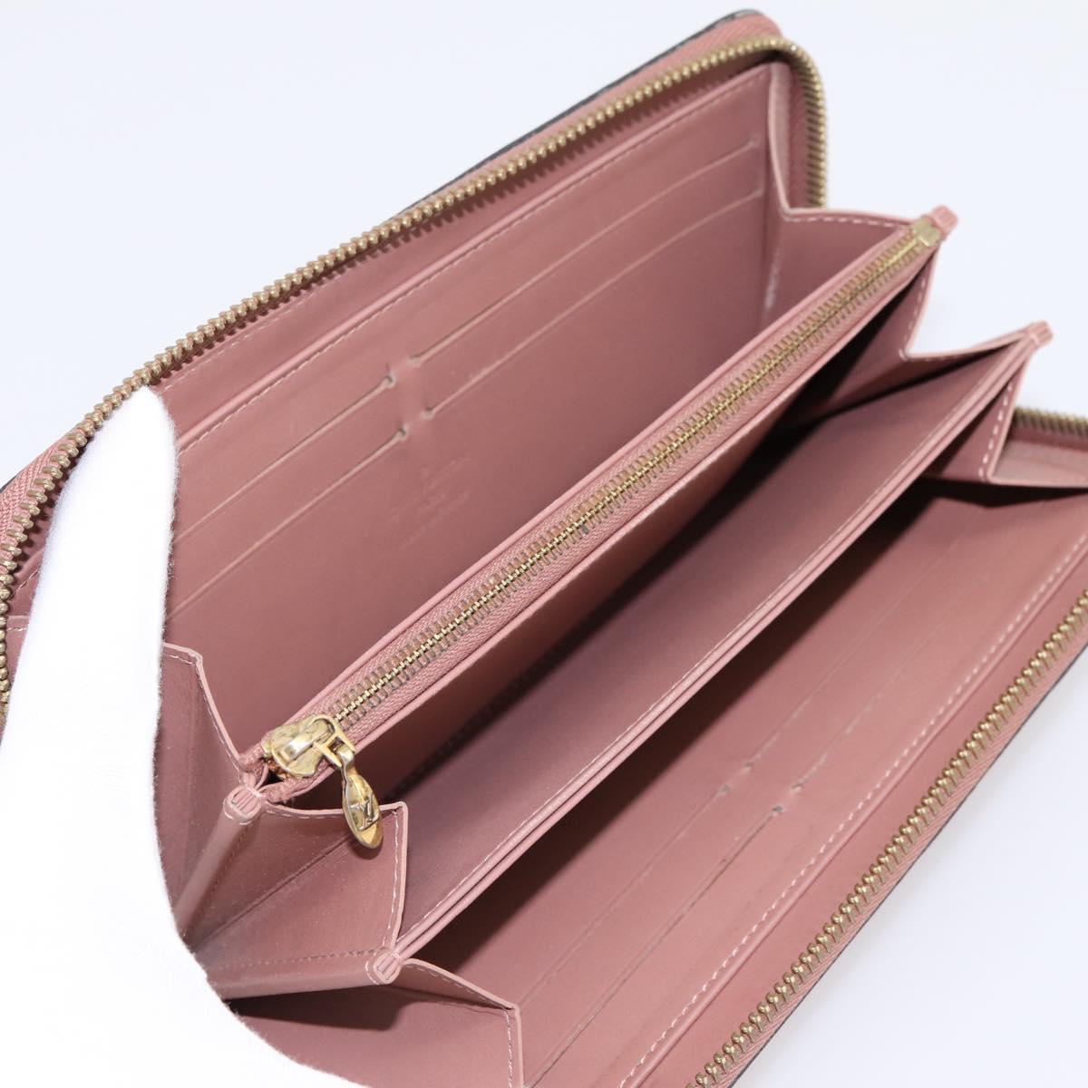 LOUIS VUITTON Vernis Zippy Wallet Long Wallet Rose Velur M91599 LV Auth 203331