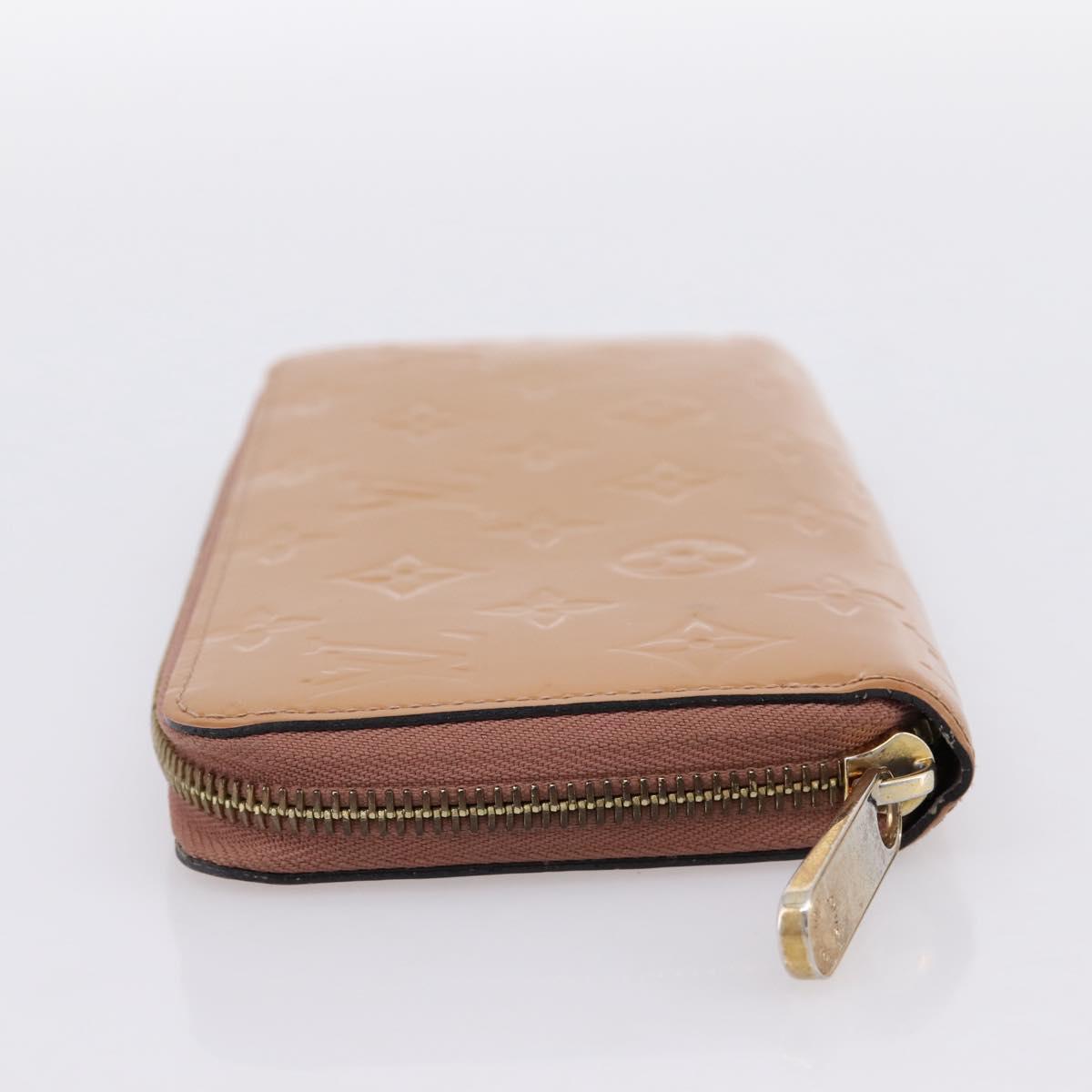 LOUIS VUITTON Vernis Zippy Wallet Long Wallet Rose Velur M91599 LV Auth 203331
