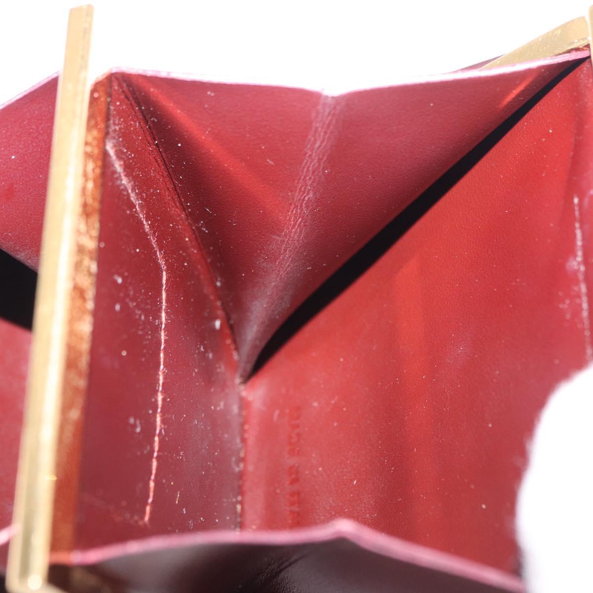 CARTIER Must Line Coin Purse Leather Bordeaux Gold Auth 203332V