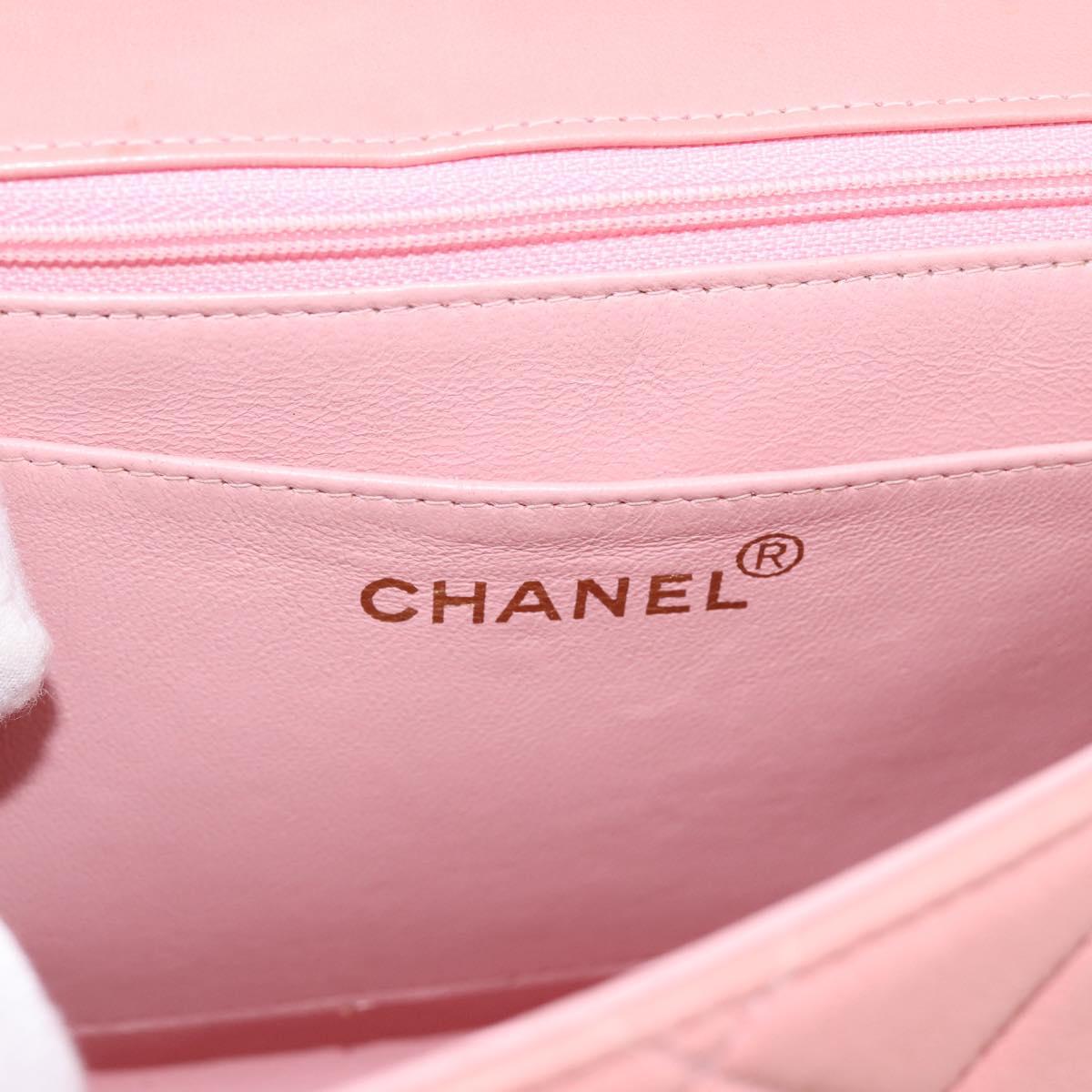 CHANEL Matelasse Chain Shoulder Bag Lamb Skin Pink Gold CC Auth 203333V