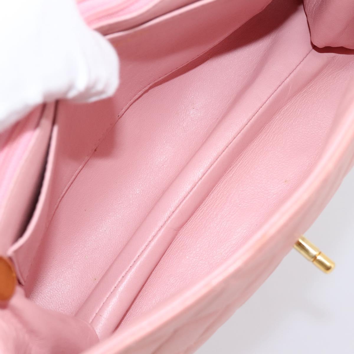 CHANEL Matelasse Chain Shoulder Bag Lamb Skin Pink Gold CC Auth 203333V