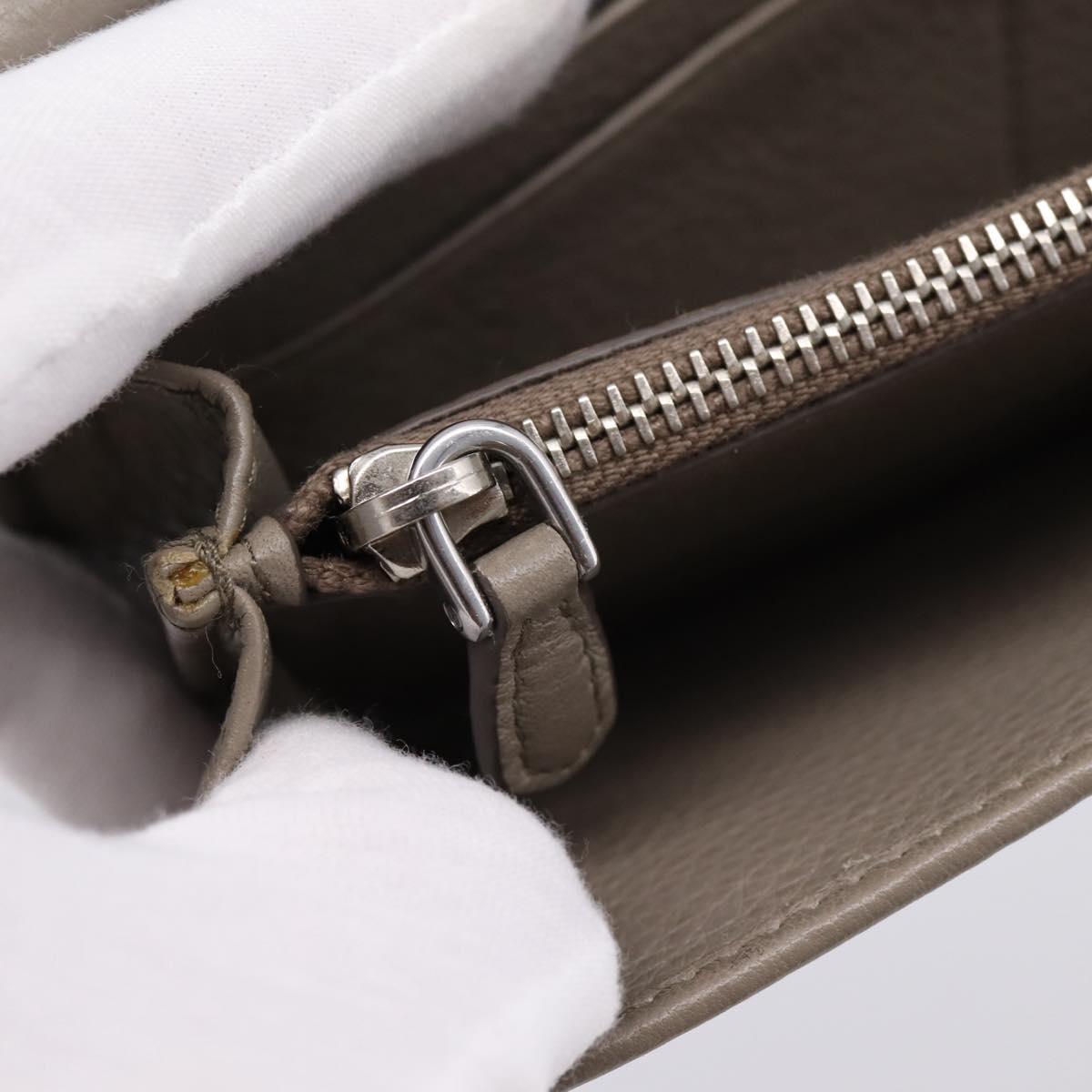 PRADA Long Wallet Leather Beige Silver Auth 203336A
