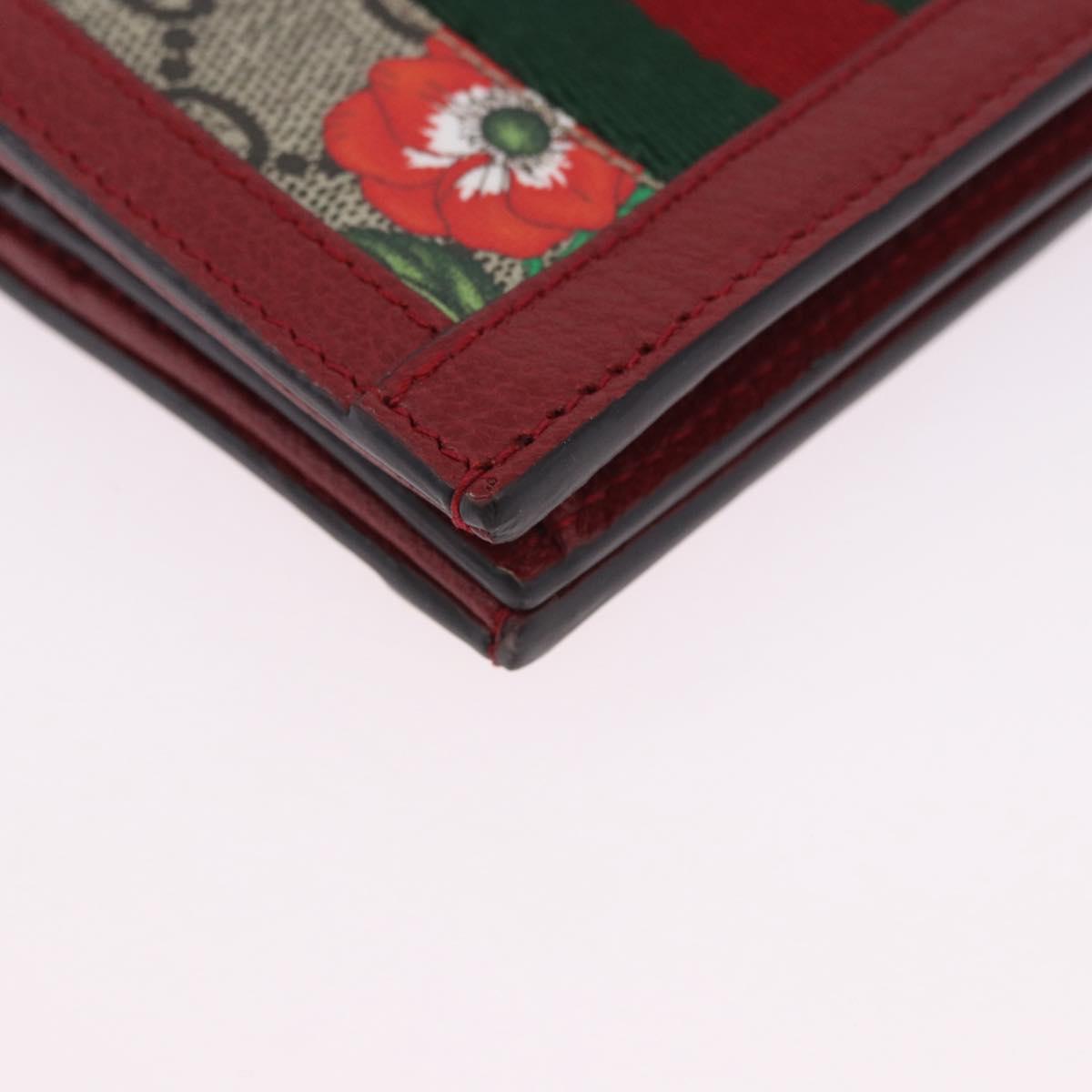 GUCCI Web Sherry Line Trifold Wallet PVC Red Gold 523155 Auth 203338M