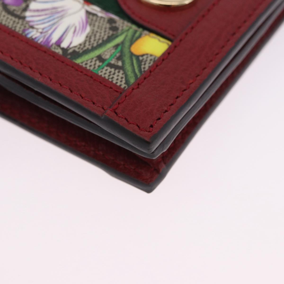 GUCCI Web Sherry Line Trifold Wallet PVC Red Gold 523155 Auth 203338M