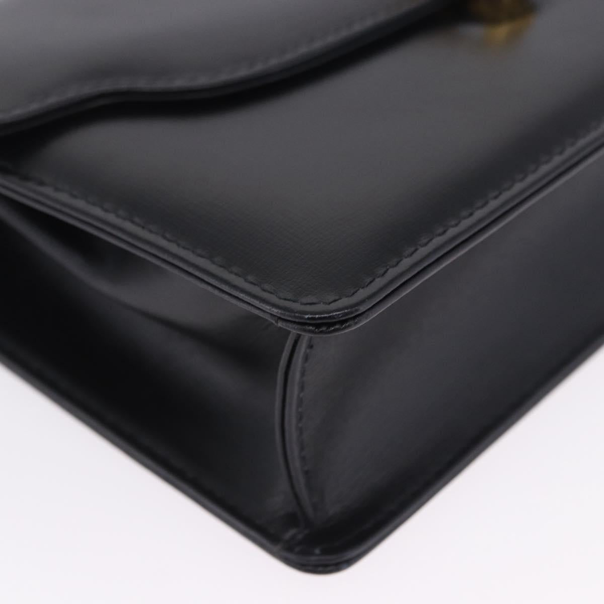 GUCCI Shoulder Bag Leather Black Gold Auth 203346V