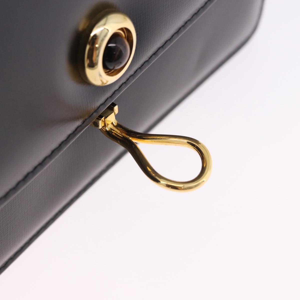 GUCCI Shoulder Bag Leather Black Gold Auth 203346V