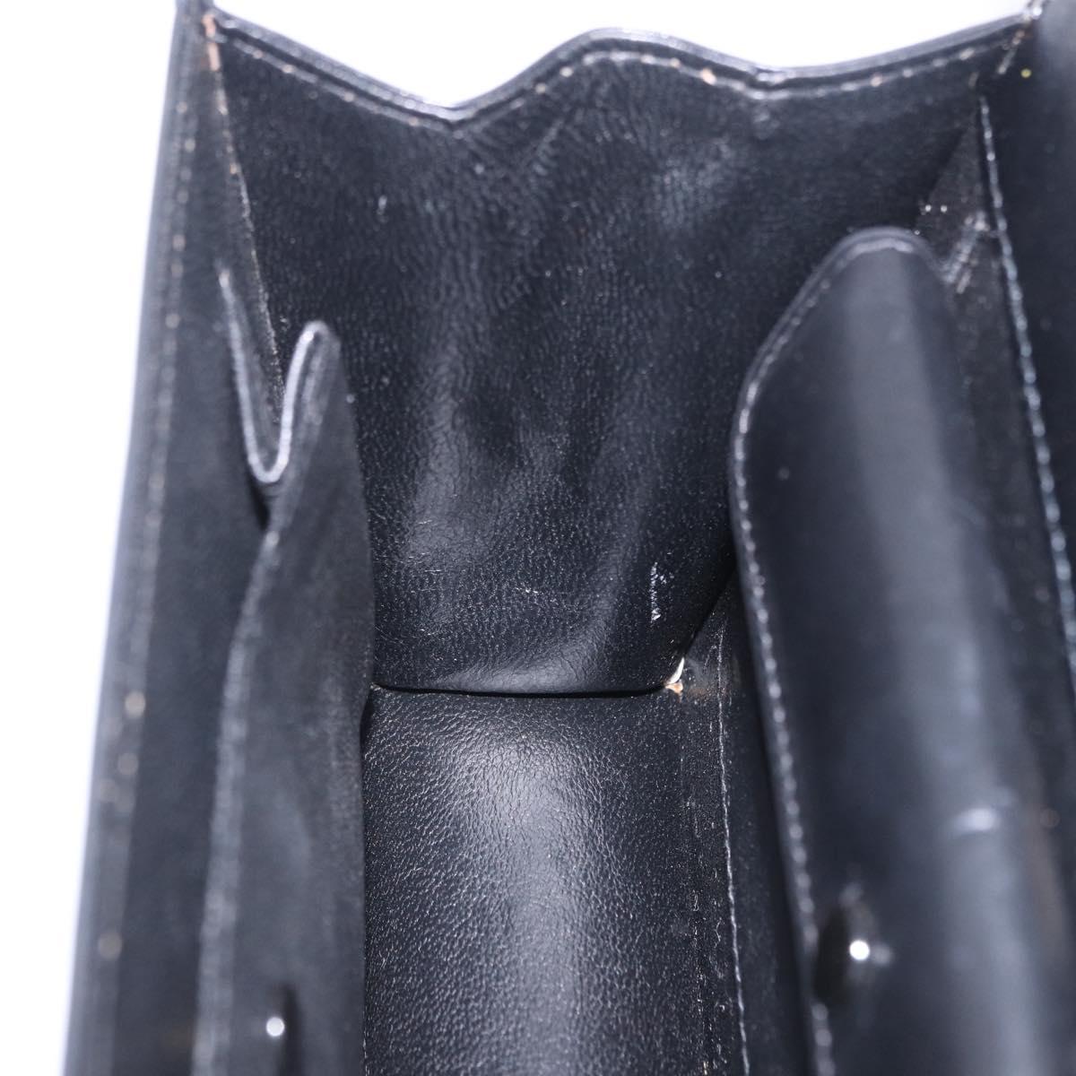 GUCCI Shoulder Bag Leather Black Gold Auth 203346V