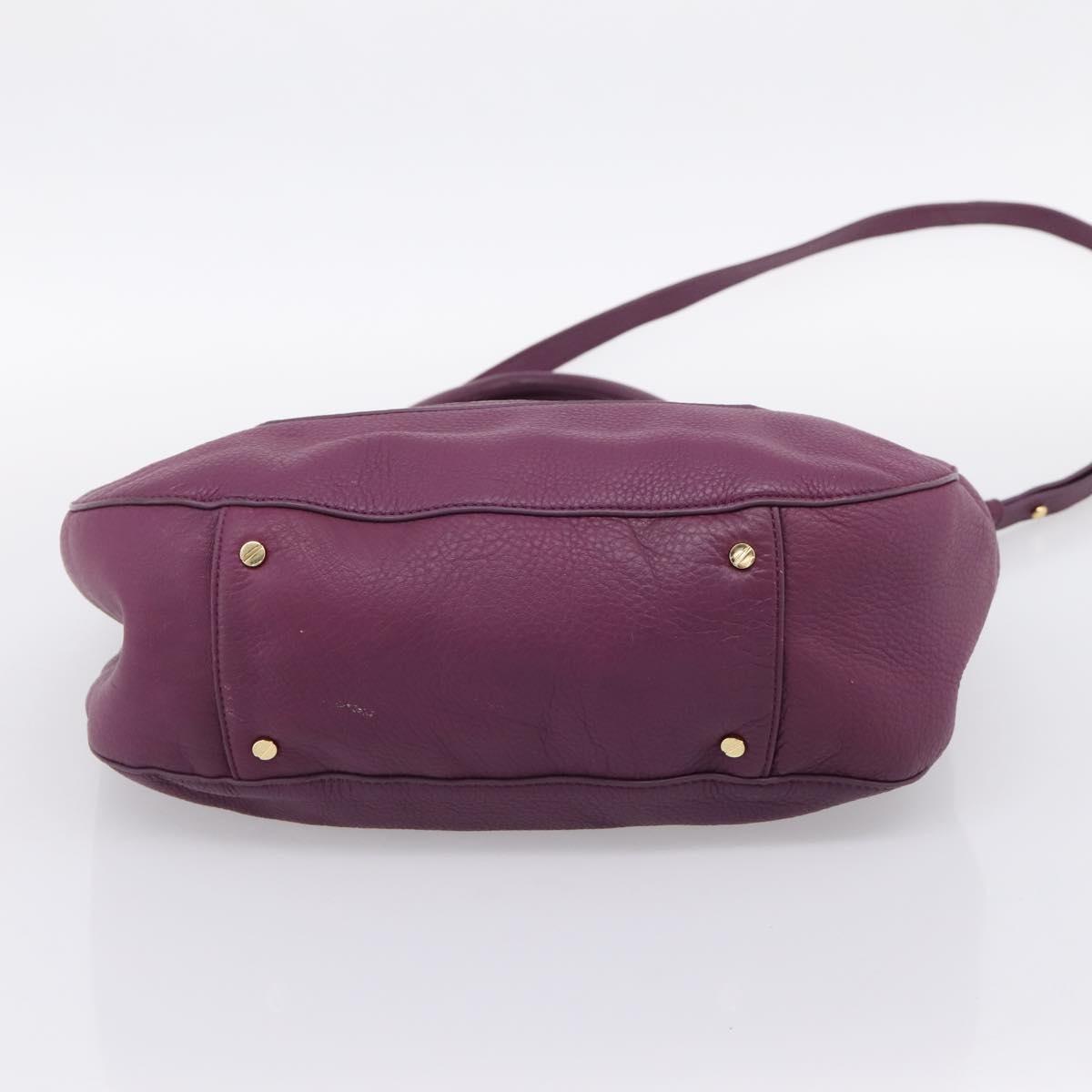 TORY BURCH Hand Bag Leather 2way Purple Gold Tone Auth 203348A