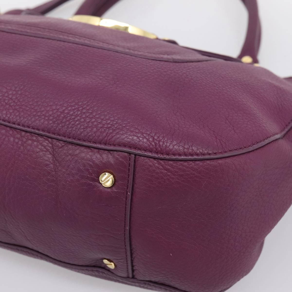 TORY BURCH Hand Bag Leather 2way Purple Gold Tone Auth 203348A