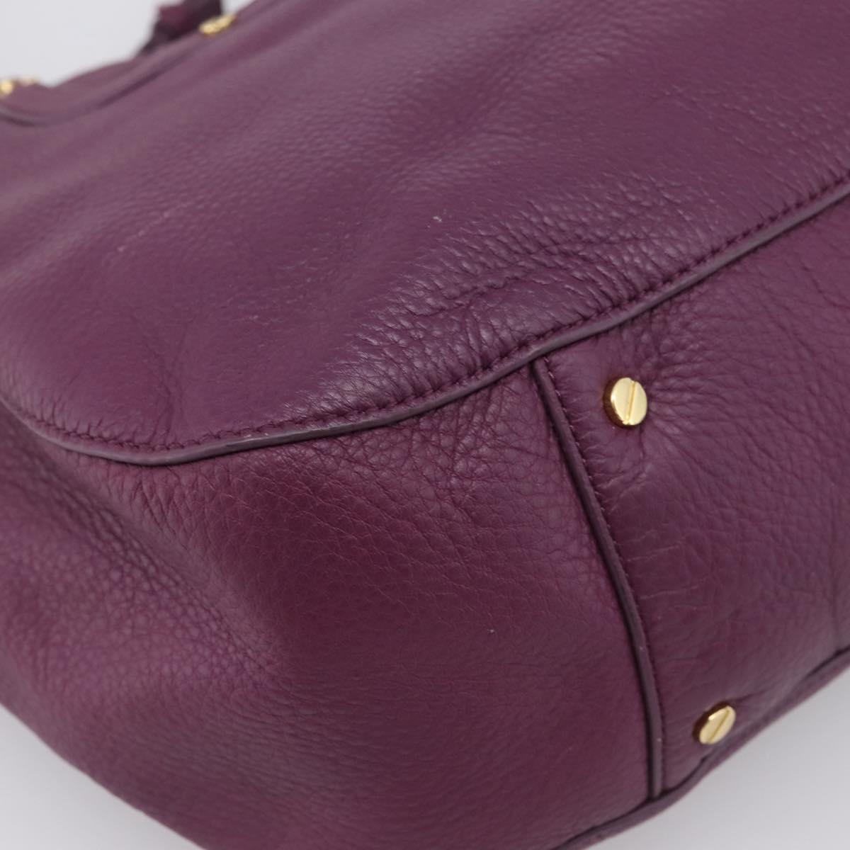 TORY BURCH Hand Bag Leather 2way Purple Gold Tone Auth 203348A