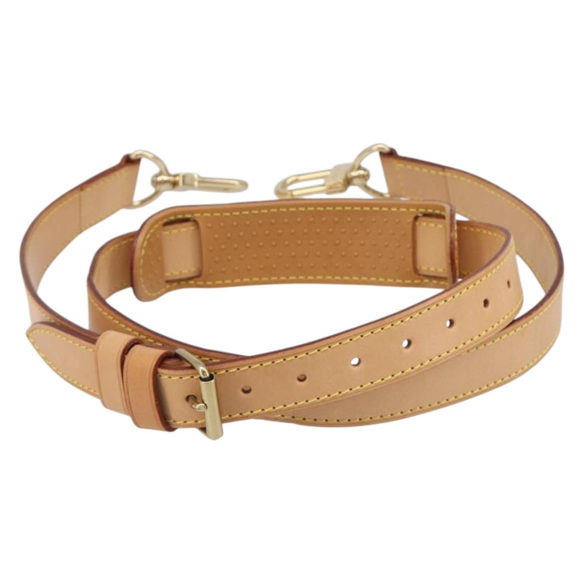 LOUIS VUITTON Adjustable Shoulder Strap Leather 39.8""-47.2"" Beige Auth 203349