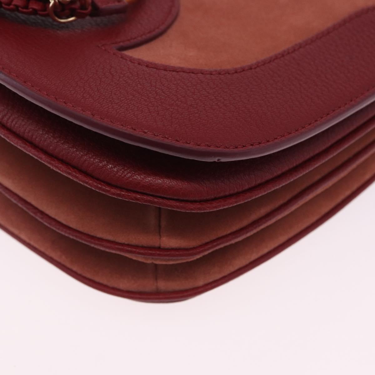 Chloe SeeByChloe Shoulder Bag Suede Red Gold Tone Auth 203350A