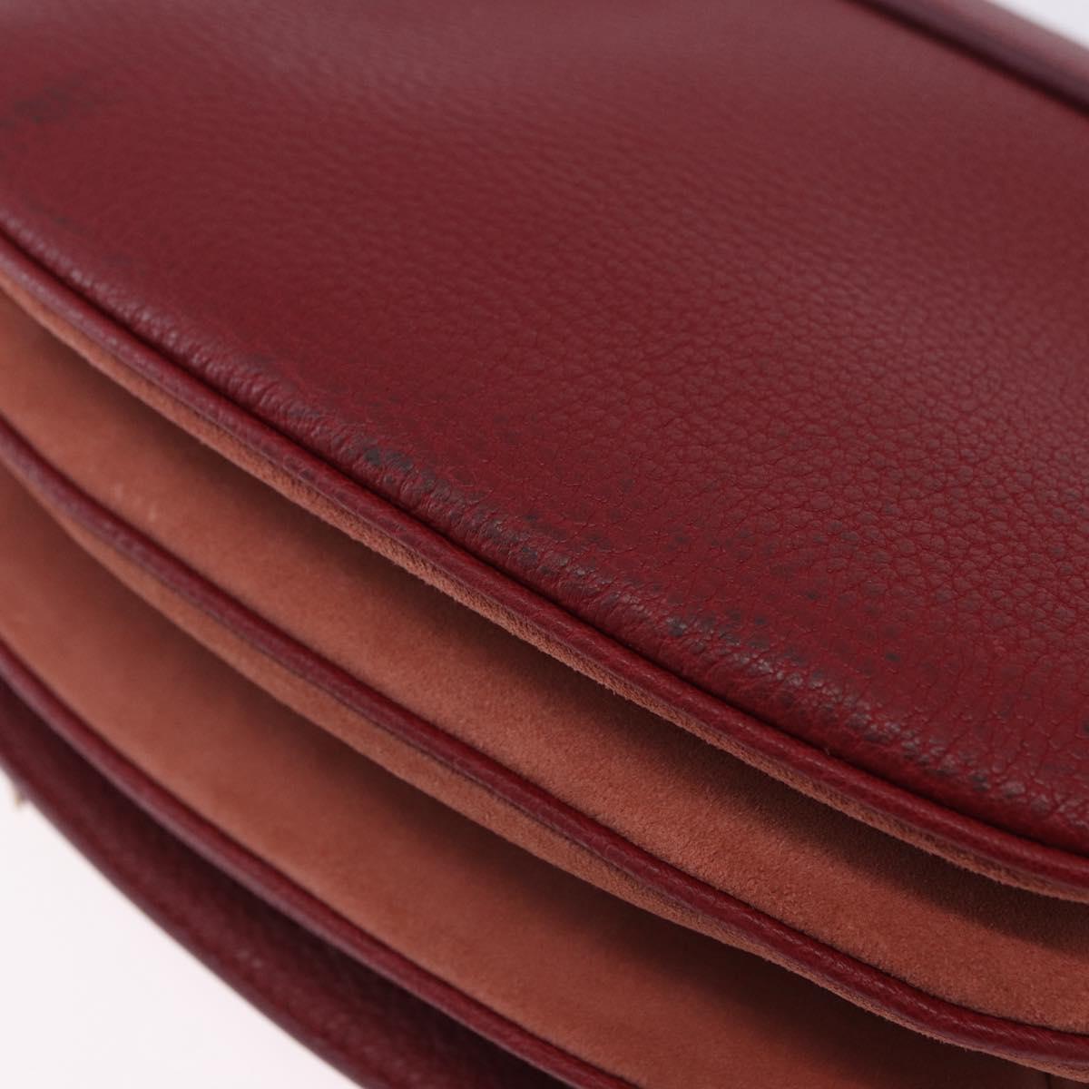 Chloe SeeByChloe Shoulder Bag Suede Red Gold Tone Auth 203350A