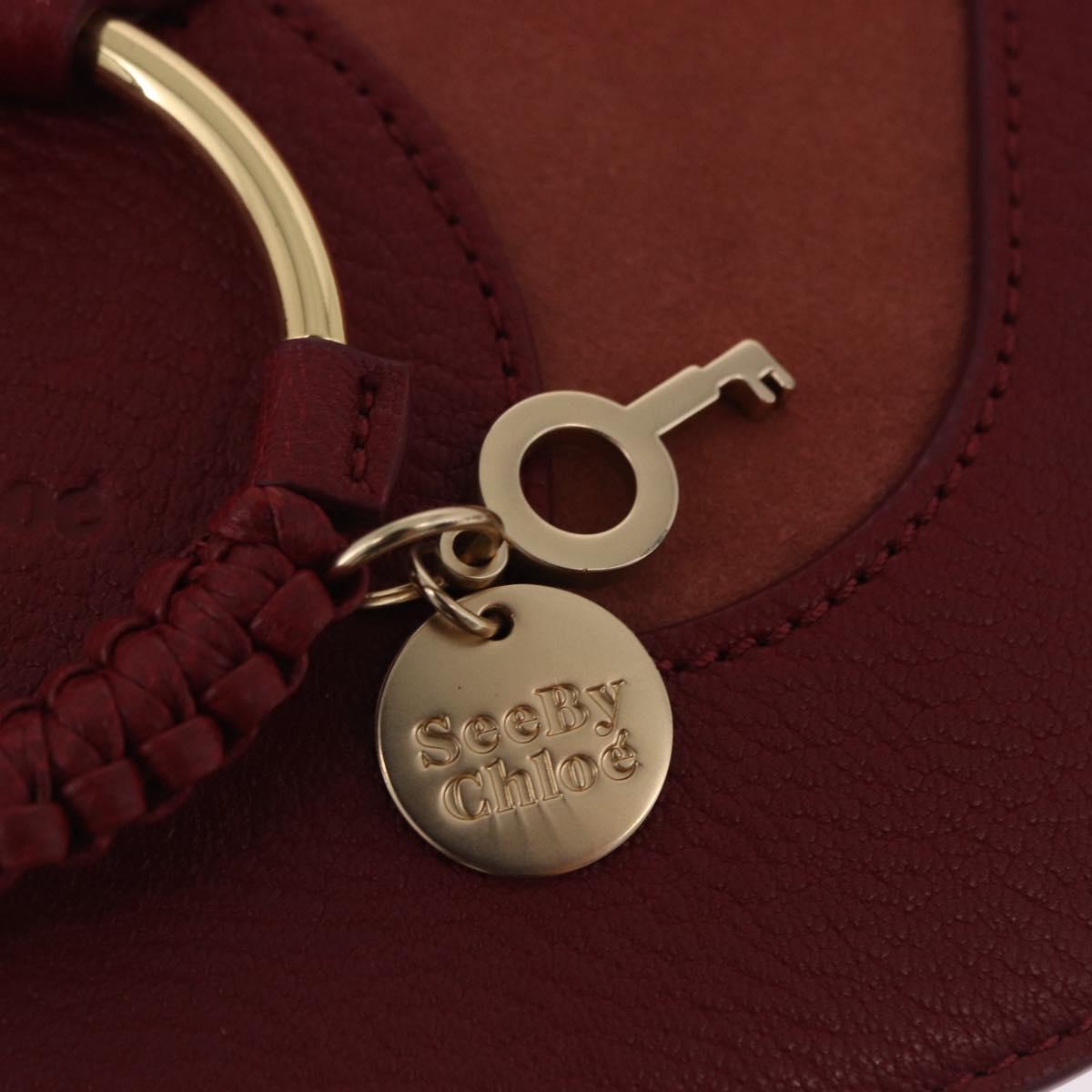 Chloe SeeByChloe Shoulder Bag Suede Red Gold Tone Auth 203350A