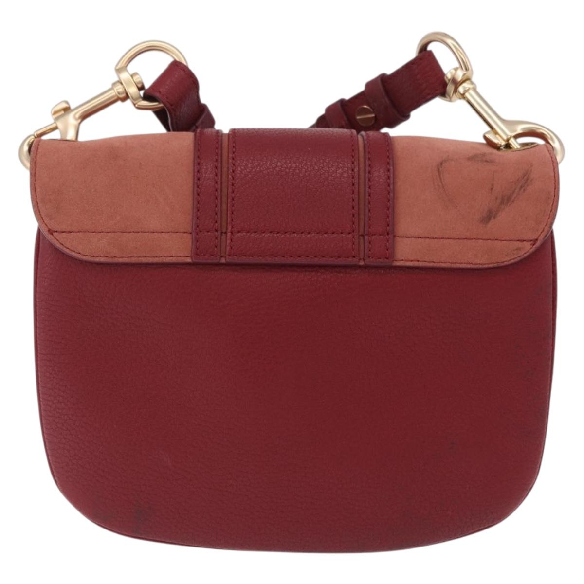 Chloe SeeByChloe Shoulder Bag Suede Red Gold Tone Auth 203350A