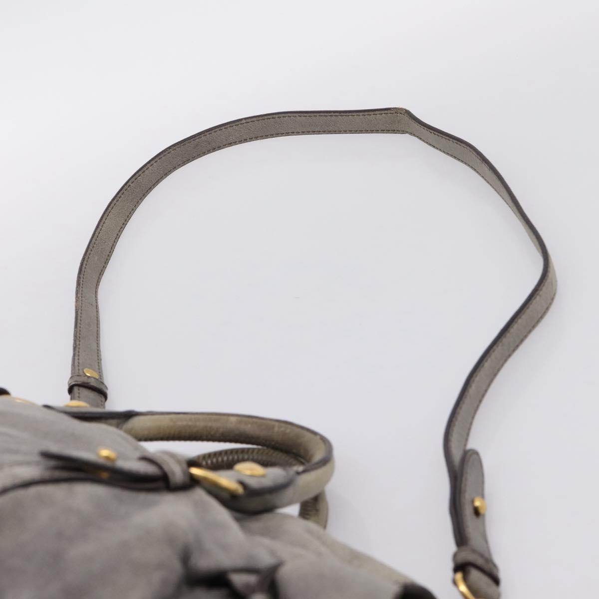 Miu Miu Hand Bag Leather 2way Gray Gold Tone Auth 203352A