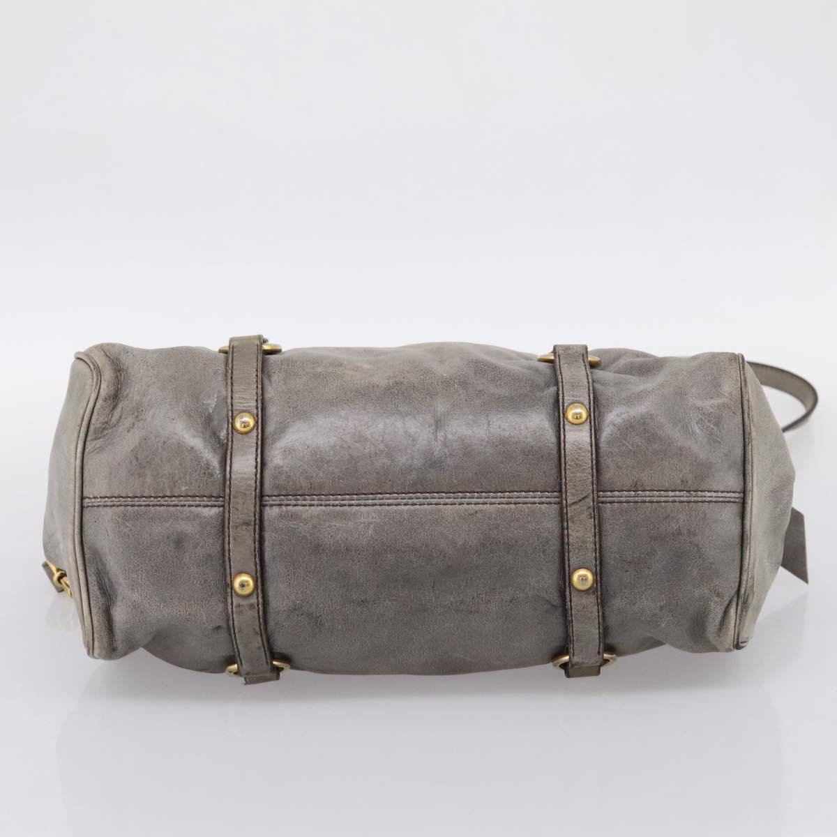 Miu Miu Hand Bag Leather 2way Gray Gold Tone Auth 203352A