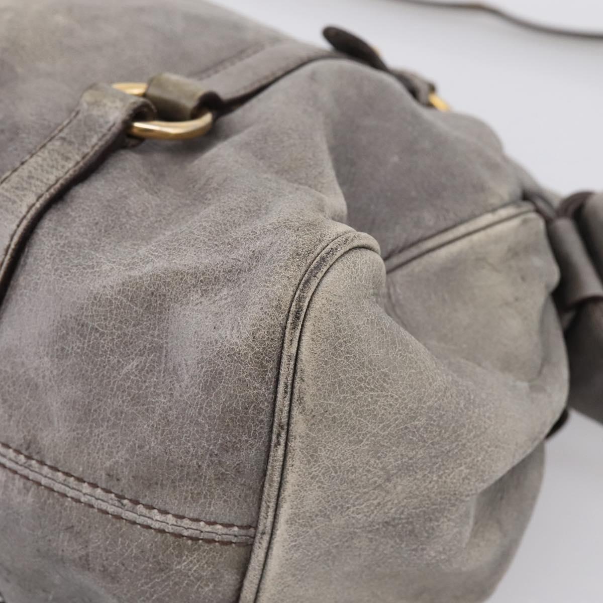 Miu Miu Hand Bag Leather 2way Gray Gold Tone Auth 203352A