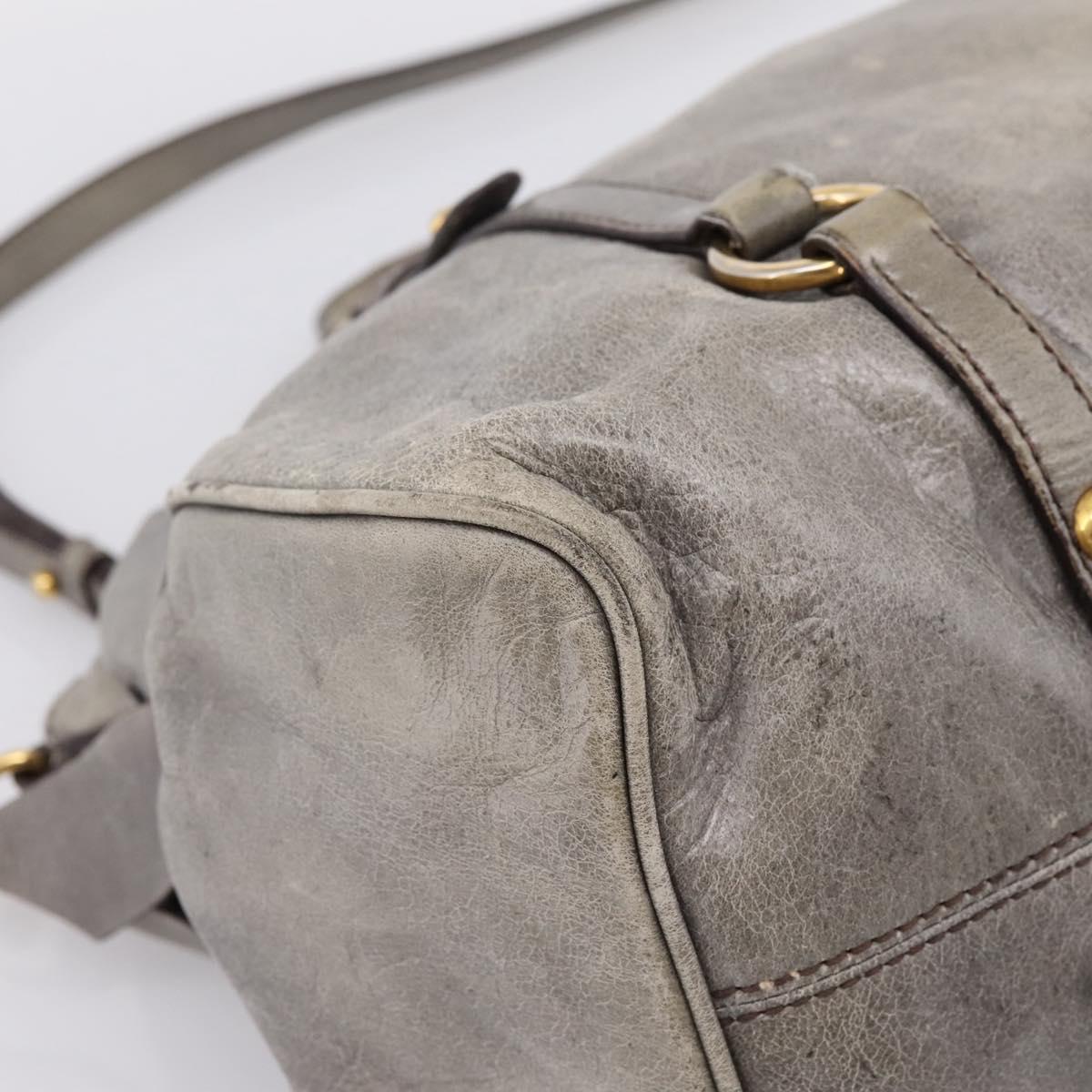 Miu Miu Hand Bag Leather 2way Gray Gold Tone Auth 203352A