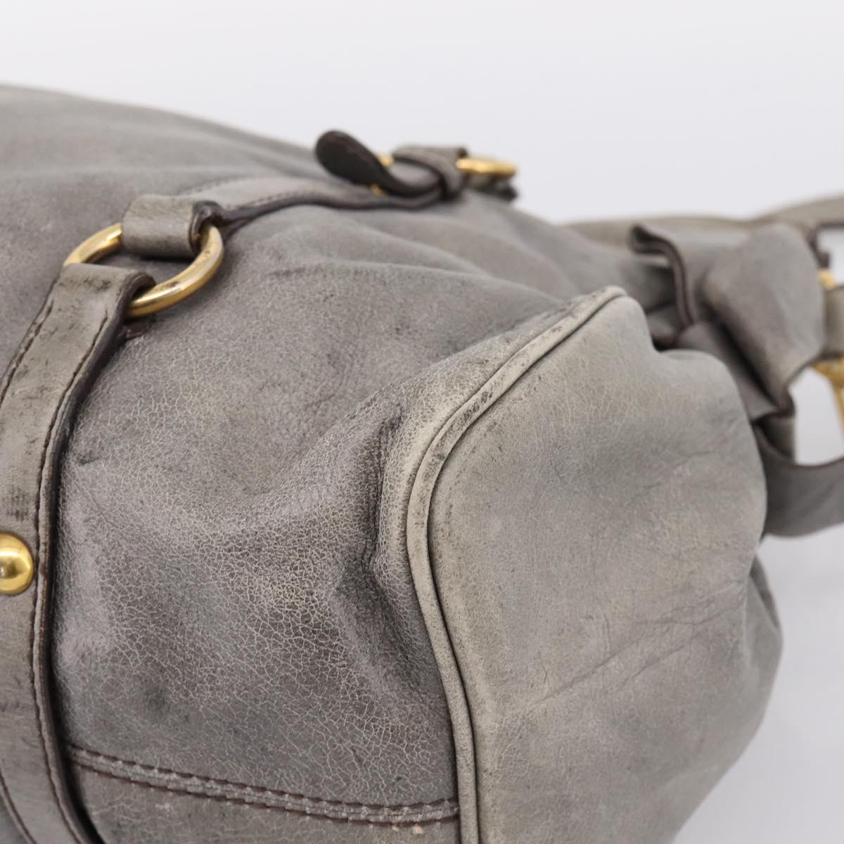 Miu Miu Hand Bag Leather 2way Gray Gold Tone Auth 203352A