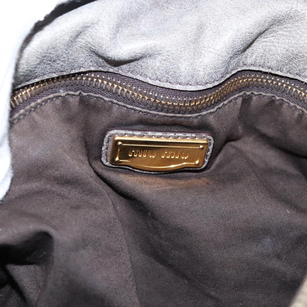 Miu Miu Hand Bag Leather 2way Gray Gold Tone Auth 203352A