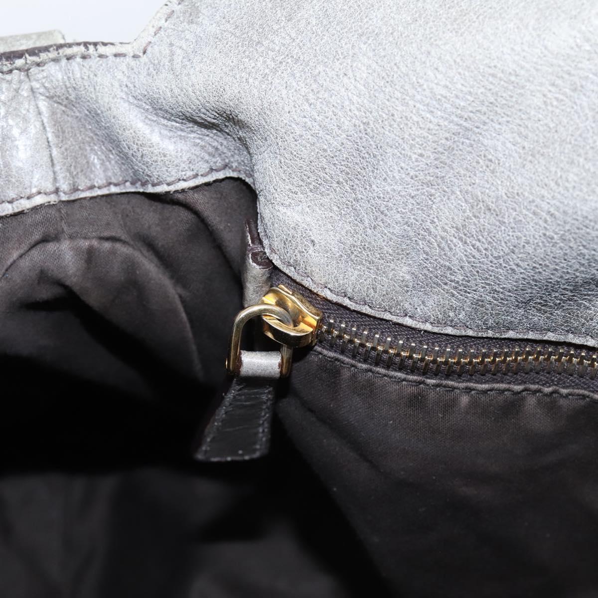 Miu Miu Hand Bag Leather 2way Gray Gold Tone Auth 203352A