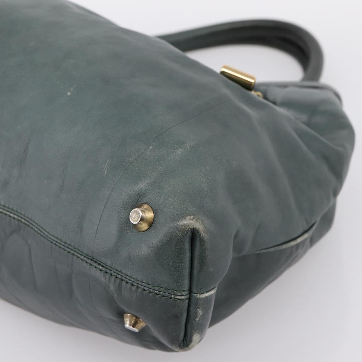 Chloe Victoria Tote Bag Leather Green Gold Tone Auth 203354