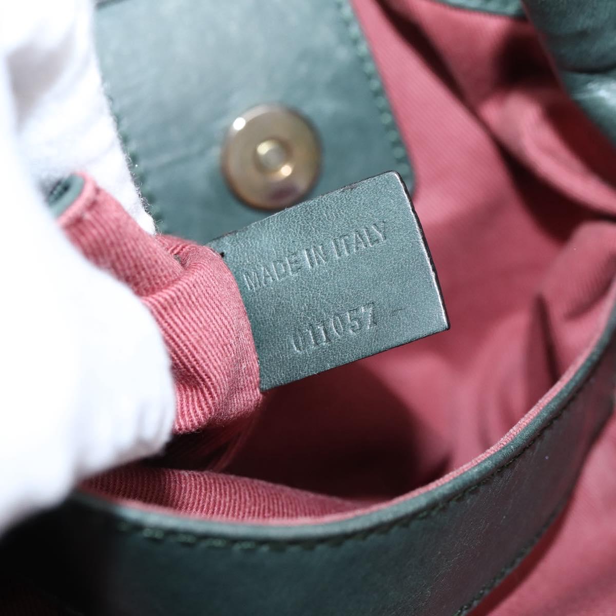 Chloe Victoria Tote Bag Leather Green Gold Tone Auth 203354
