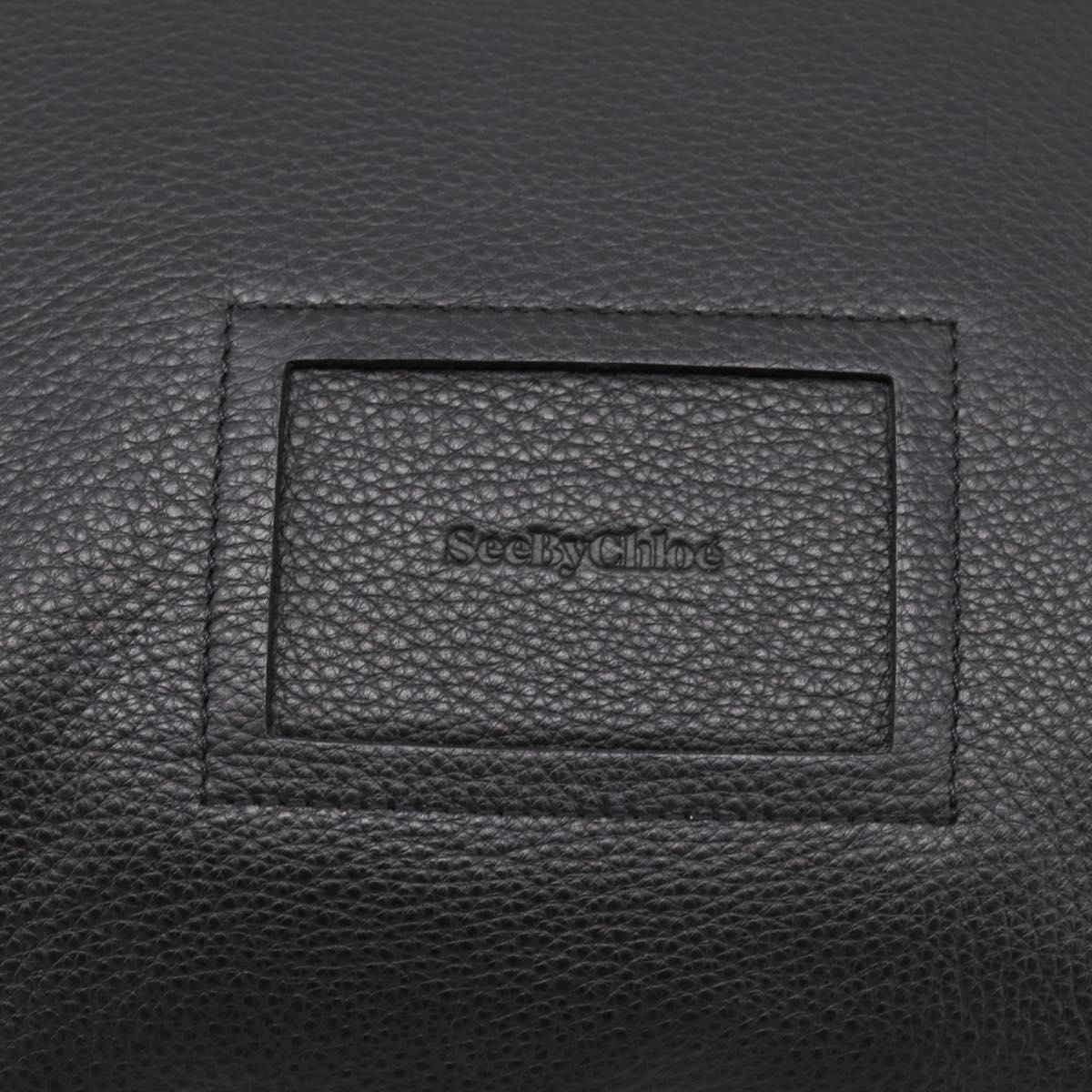 Chloe SeeByChloe Hand Bag Leather 2way Black Gold Tone Auth 203355A