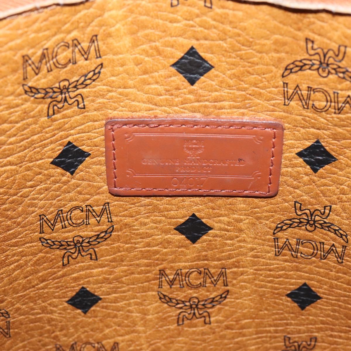 MCM Vicetos Tote Bag PVC Leather Brown Gold Tone Auth 203356