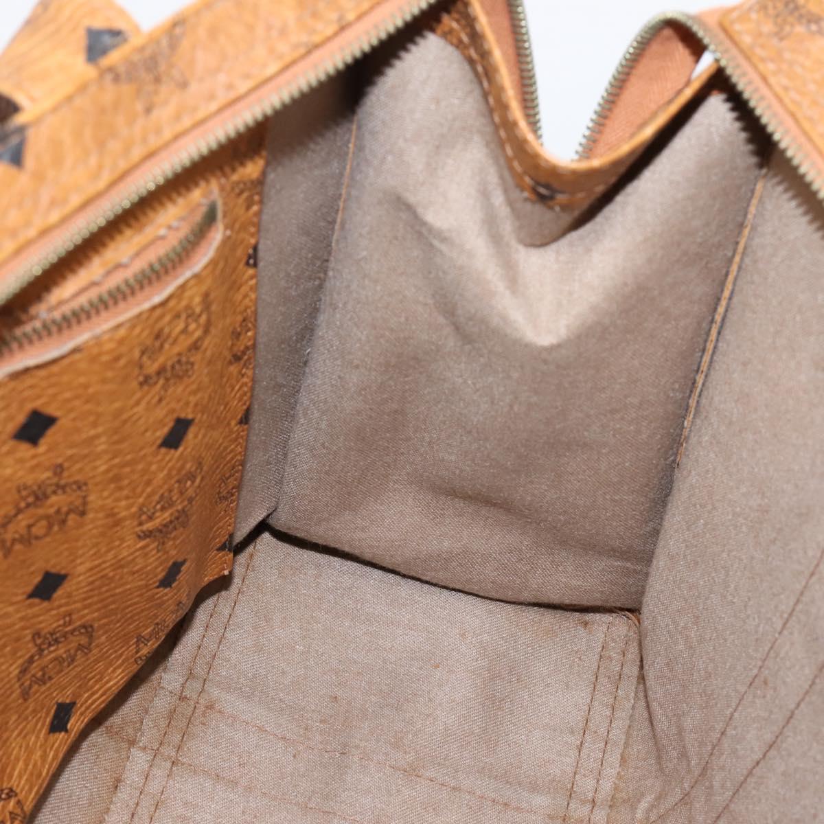 MCM Vicetos Tote Bag PVC Leather Brown Gold Tone Auth 203356