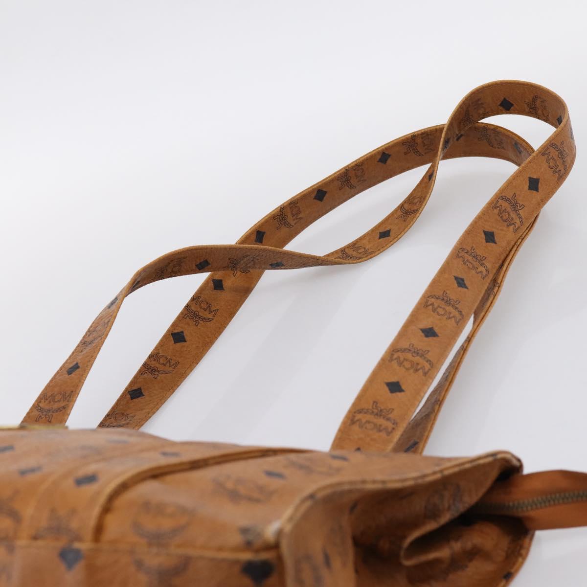 MCM Vicetos Tote Bag PVC Leather Brown Gold Tone Auth 203356