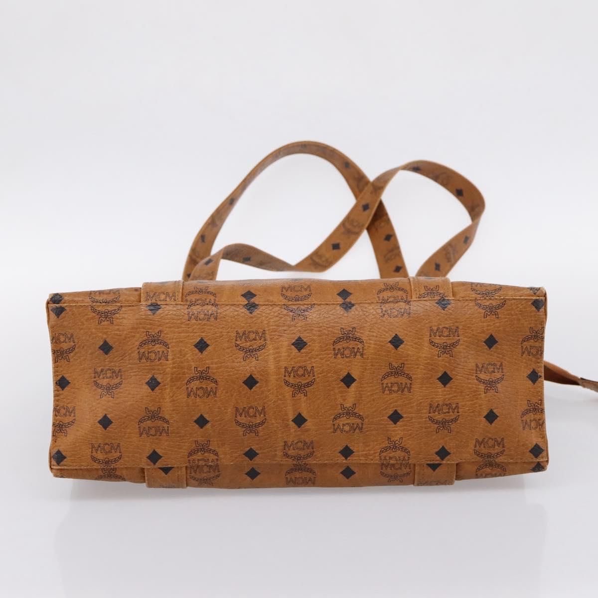 MCM Vicetos Tote Bag PVC Leather Brown Gold Tone Auth 203356
