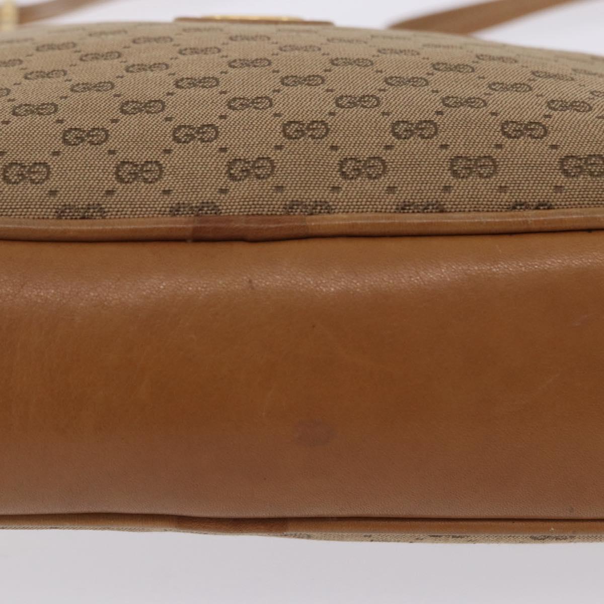 GUCCI Micro GG Canvas Shoulder Bag Beige Gold Tone 001 261 1055 Auth 203357