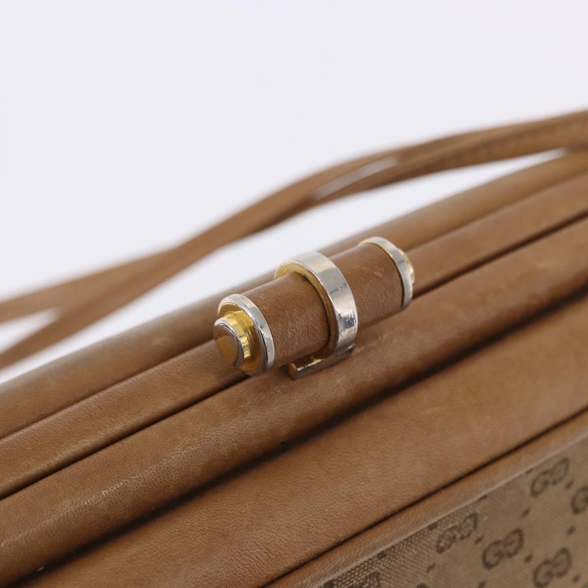 GUCCI Micro GG Canvas Shoulder Bag Beige Gold Tone 001 261 1055 Auth 203357