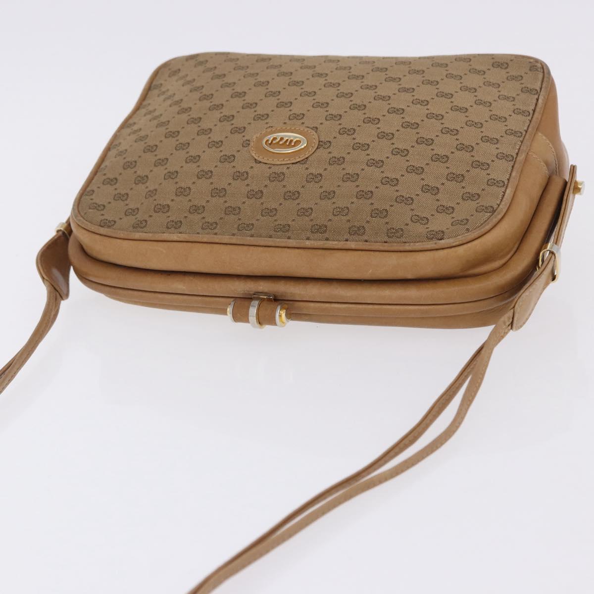 GUCCI Micro GG Canvas Shoulder Bag Beige Gold Tone 001 261 1055 Auth 203357