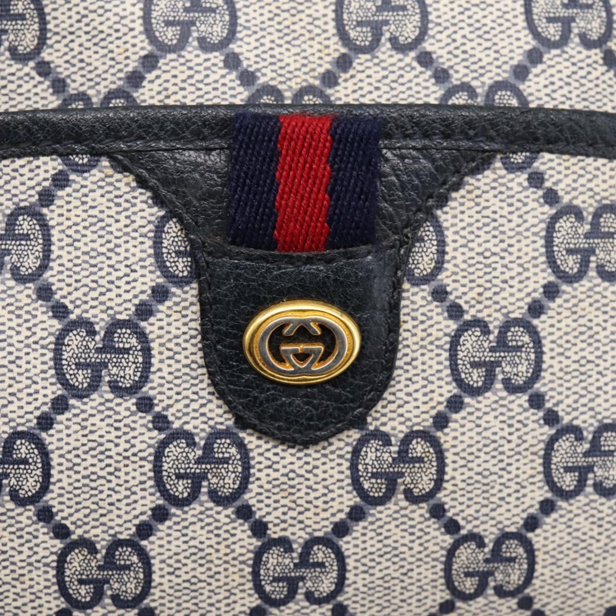 GUCCI GG Supreme Sherry Line Shoulder Bag PVC Navy Gold 116 02 089 Auth 203358