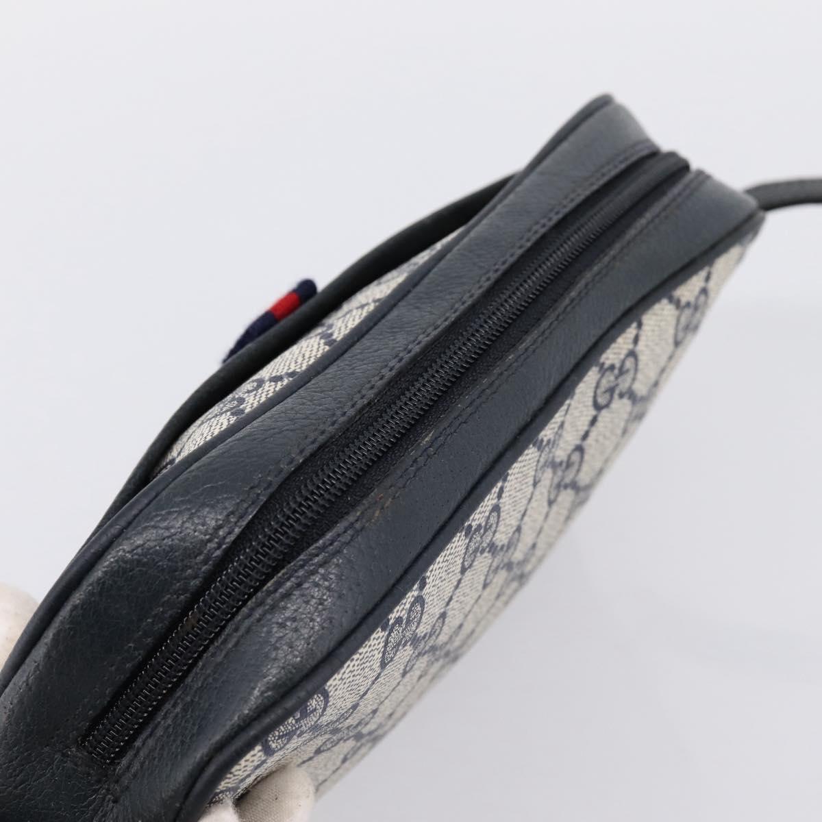 GUCCI GG Supreme Sherry Line Shoulder Bag PVC Navy Gold 116 02 089 Auth 203358