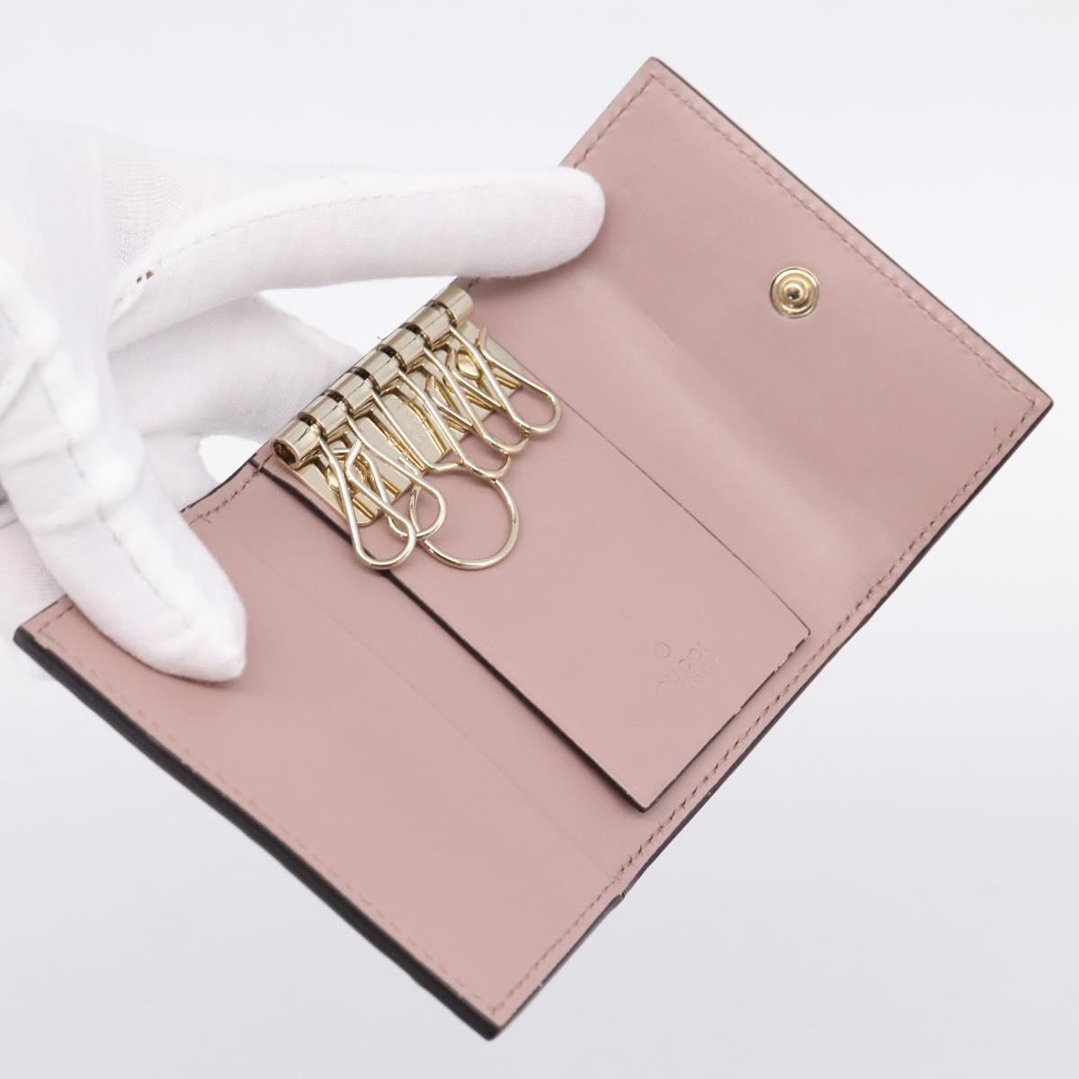 GUCCI GuccissimaGG Key Case Leather Pink Gold Tone 388682 Auth 203365A