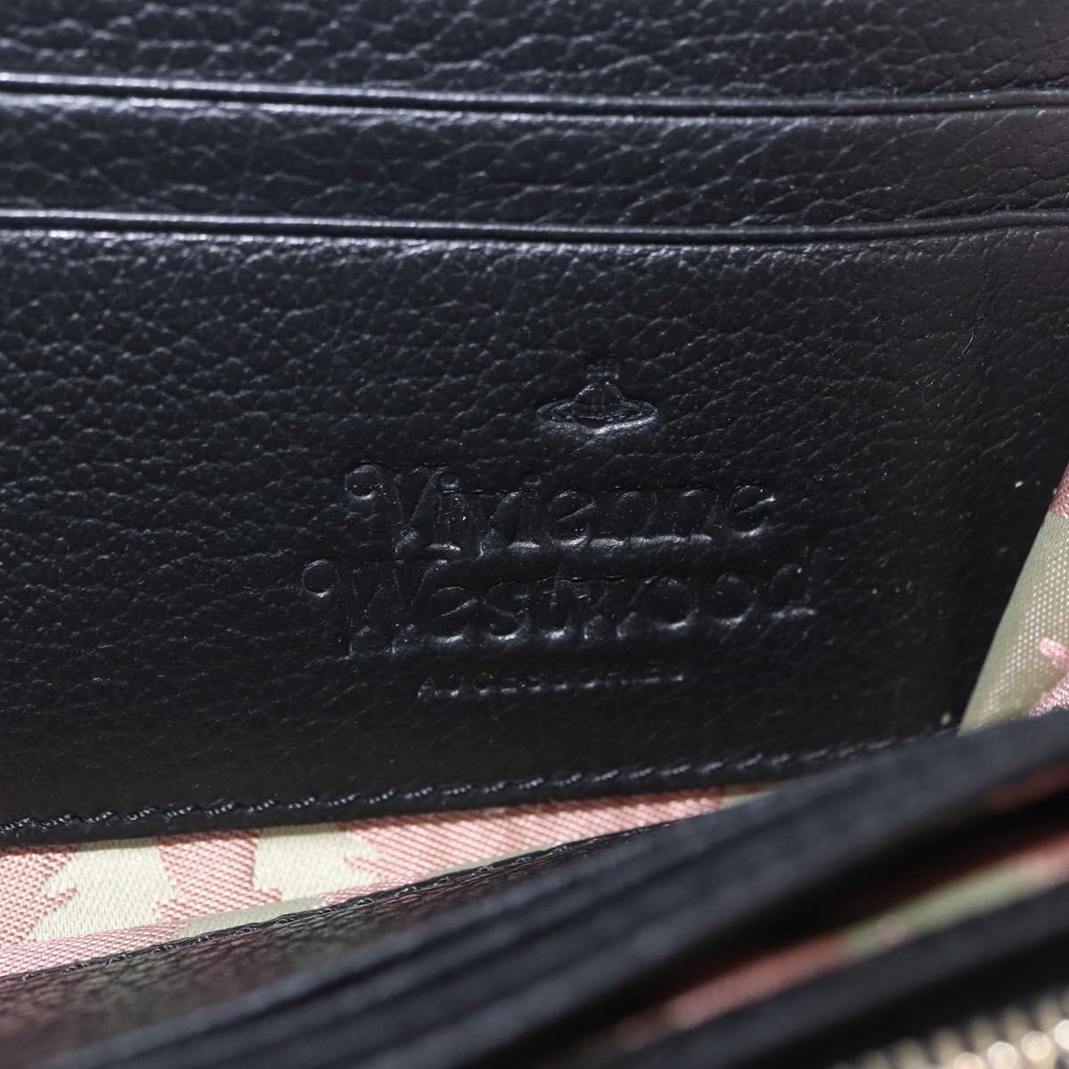 Vivienne Westwood Long Wallet Leather Black Gold Tone Auth 203366A