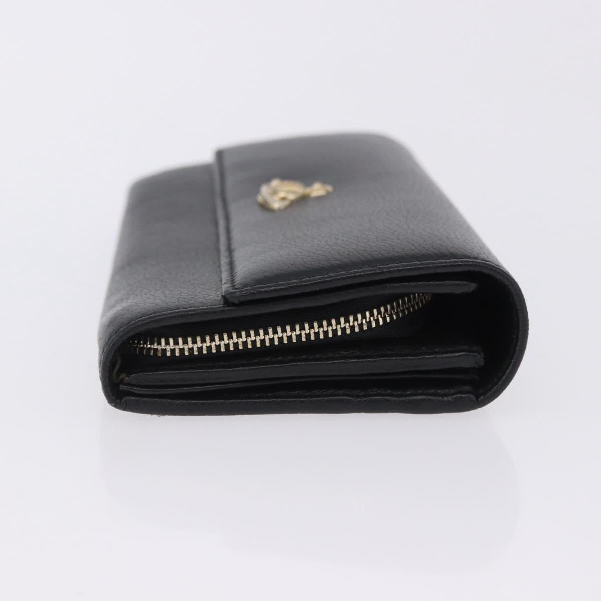 Vivienne Westwood Long Wallet Leather Black Gold Tone Auth 203366A