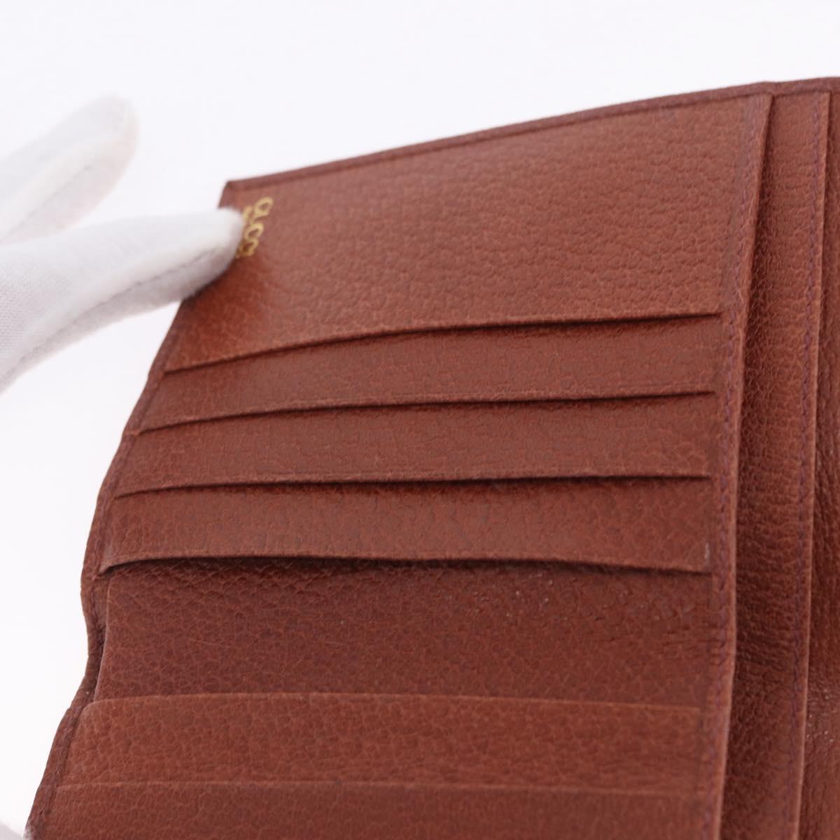 GUCCI Web Sherry Line Bifold Wallet Leather Brown 035 184 1647 Auth 203367A