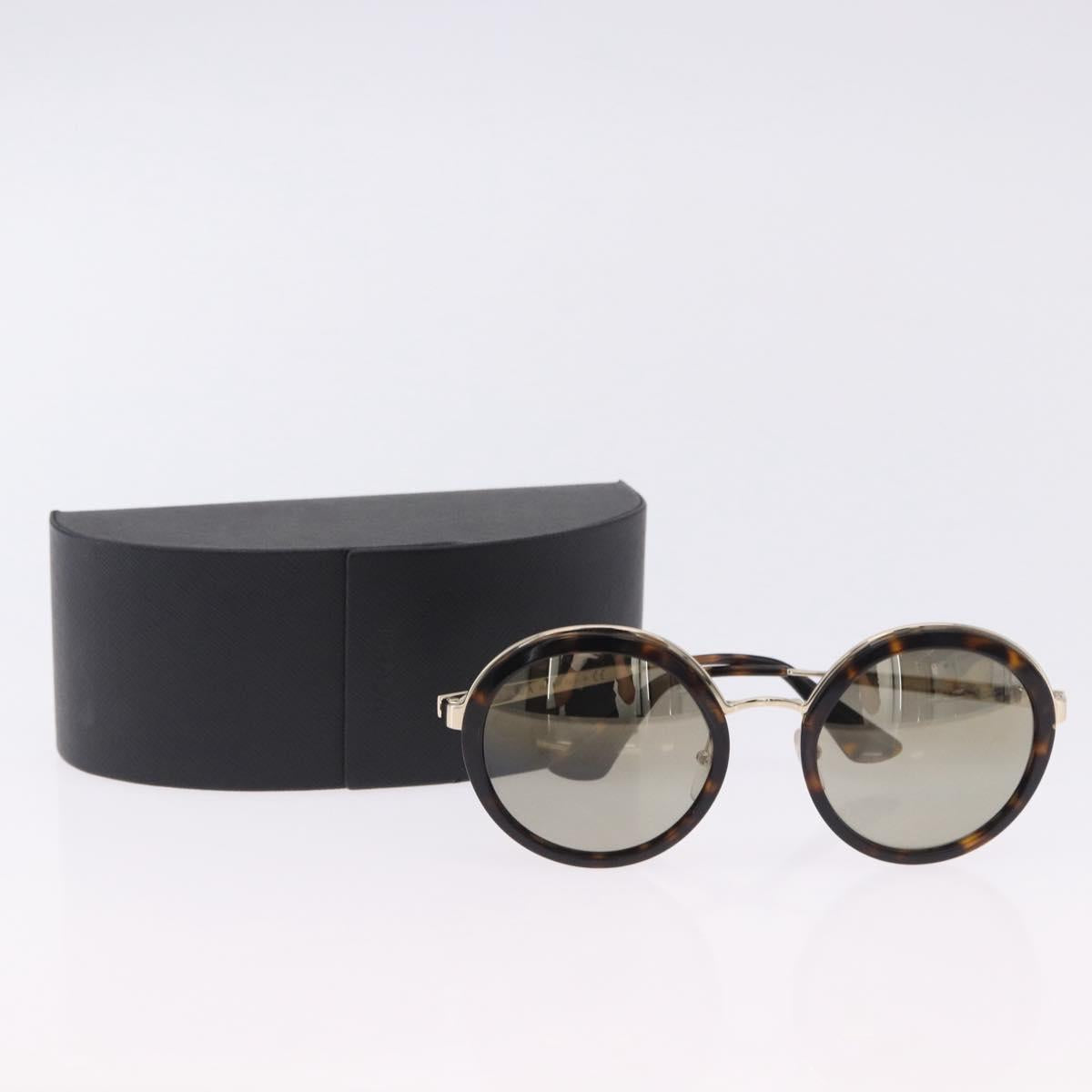 PRADA Sunglasses Metal Brown Gold Tone Auth 203370