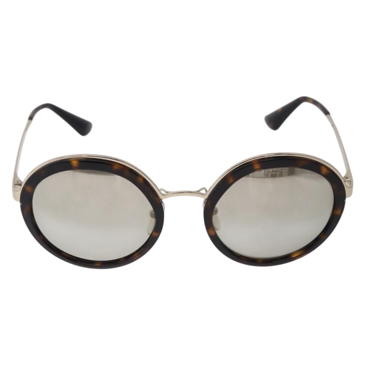 PRADA Sunglasses Metal Brown Gold Tone Auth 203370