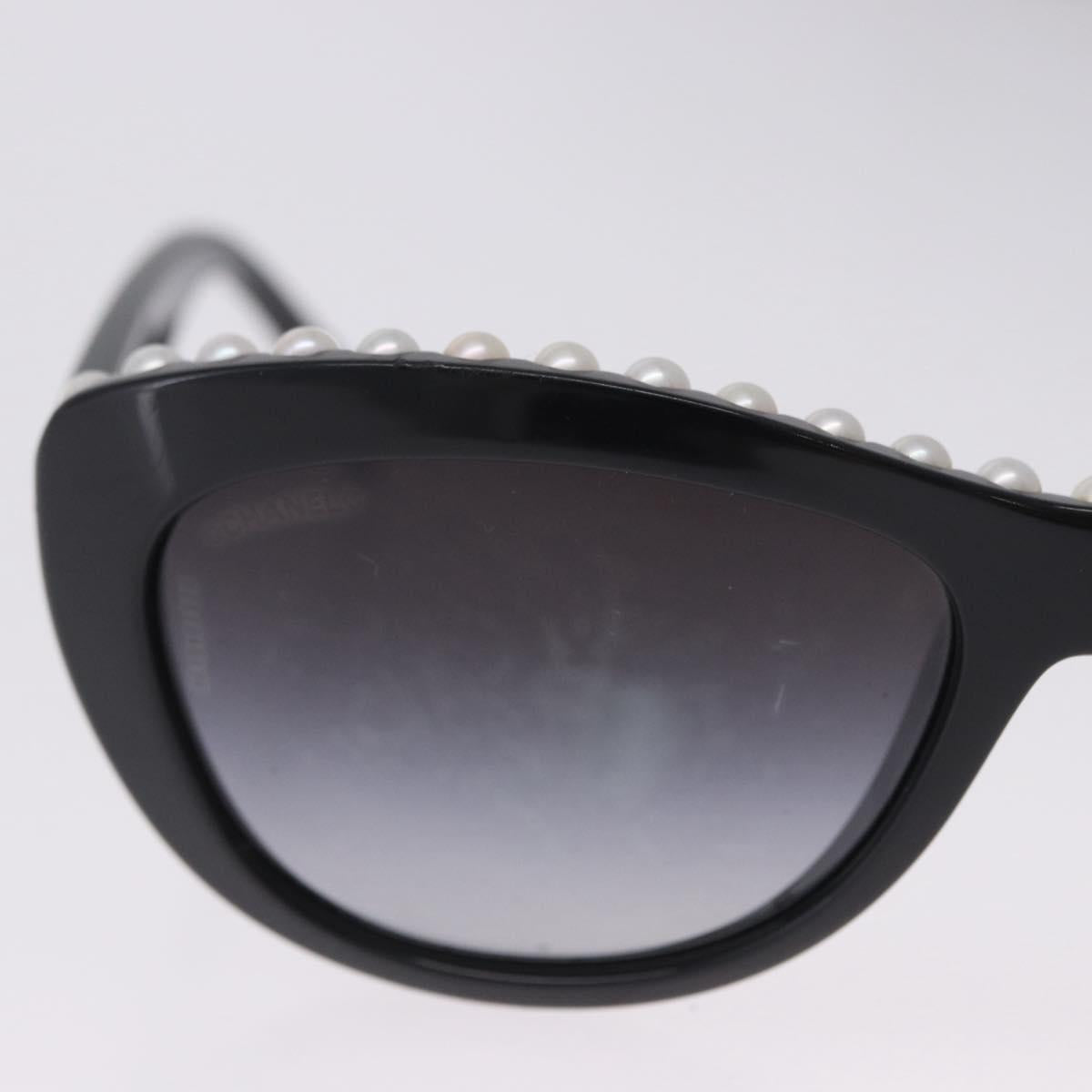 CHANEL Sunglasses Plastic Black White CC Auth 203372