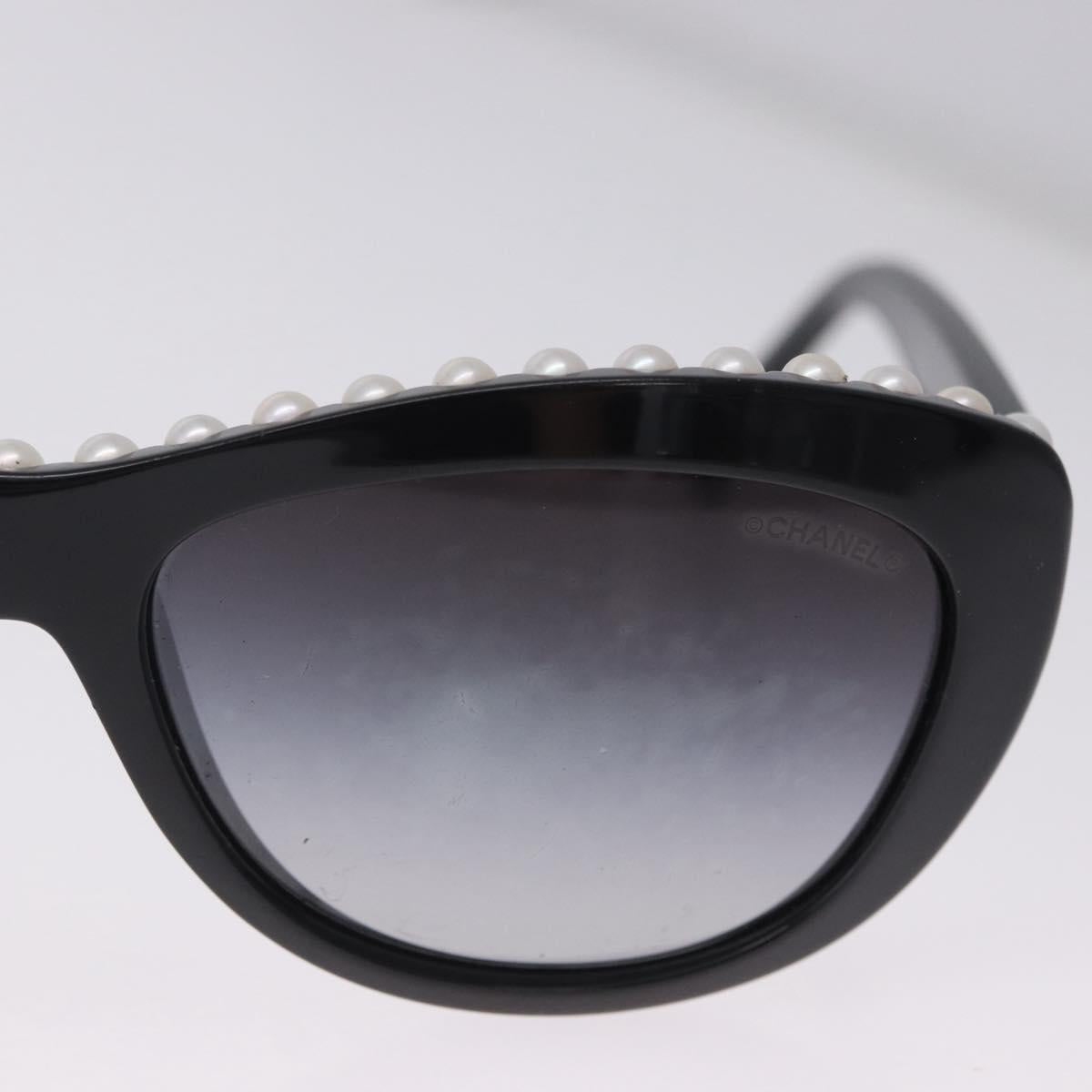 CHANEL Sunglasses Plastic Black White CC Auth 203372